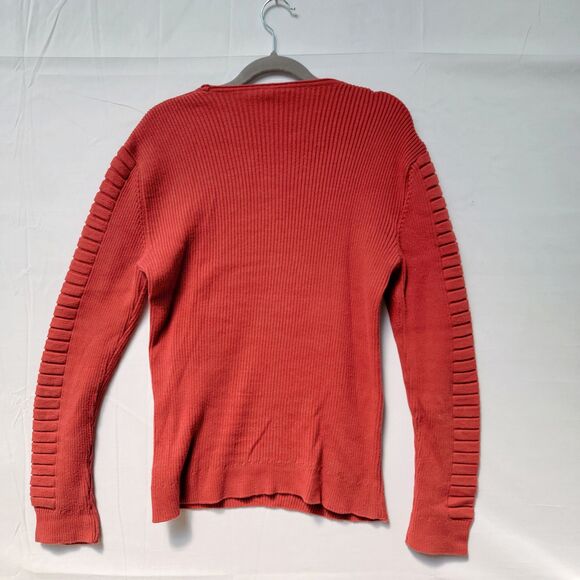 CE & CE Fashion Red Cotton Blend Sweater Ribbed Crew Neck Pull Over Size M - Picture 3 of 10